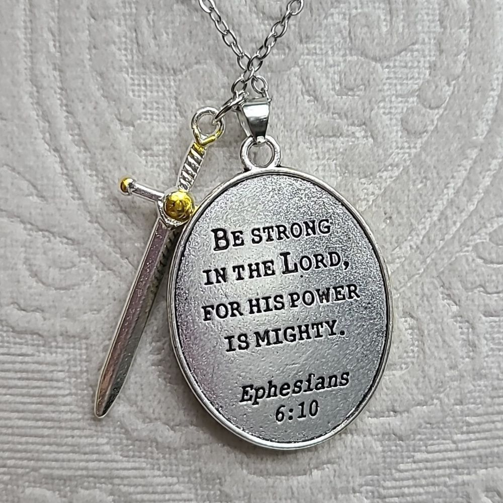 St Michael Archangel Necklace Sword Ephesians 6:10 Armor of God Christian Saint - Picture 3 of 10